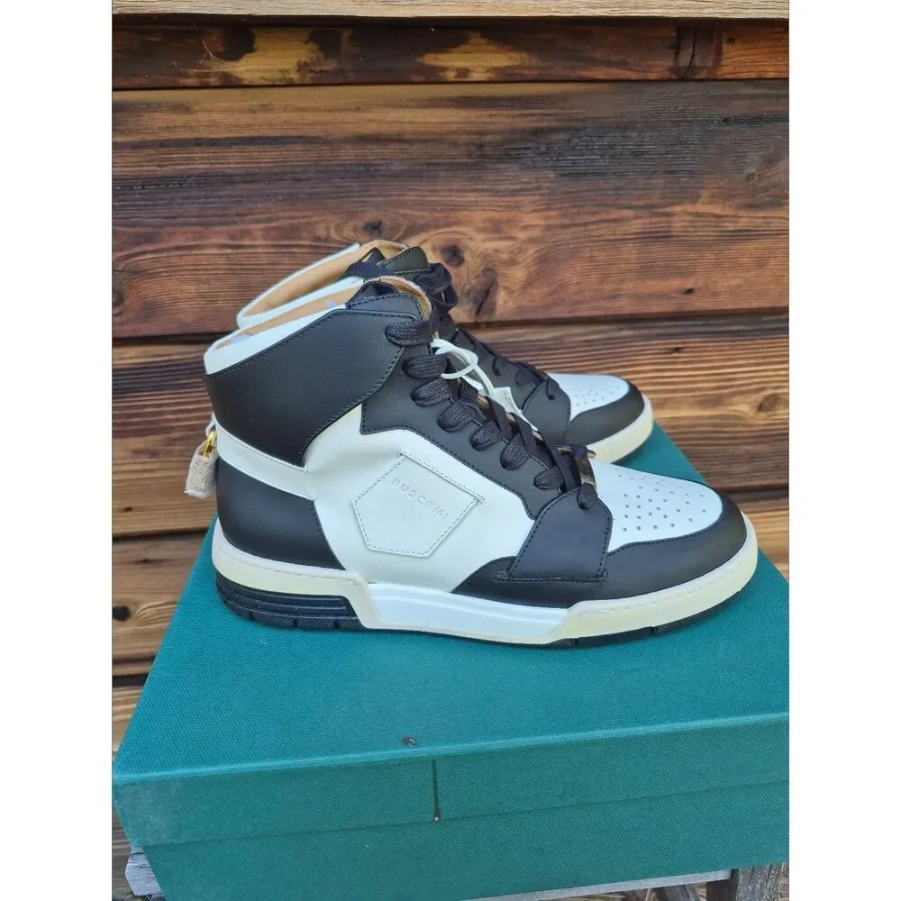 Buscemi High-Top Lace-Up Sneakers Black White Size 8